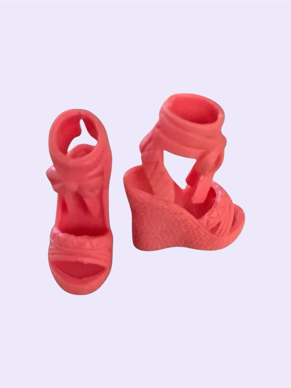 Mattel Barbie Shoes Coral Pink Wedge Doll Sandals